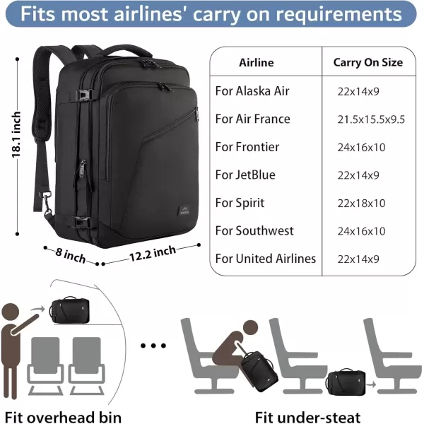 imageMATEIN Carry on Backpack for Women 40L Heavy Duty Travel Backpack Airplane Approved Expandable Simple Fashion Backpack Frequent Traveler Gifts Light PurpleBlack