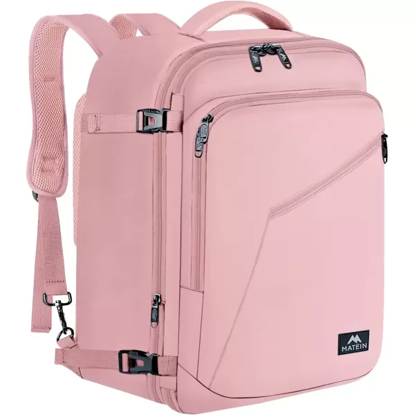 imageMATEIN Carry on Backpack for Women 40L Heavy Duty Travel Backpack Airplane Approved Expandable Simple Fashion Backpack Frequent Traveler Gifts Light PurplePink