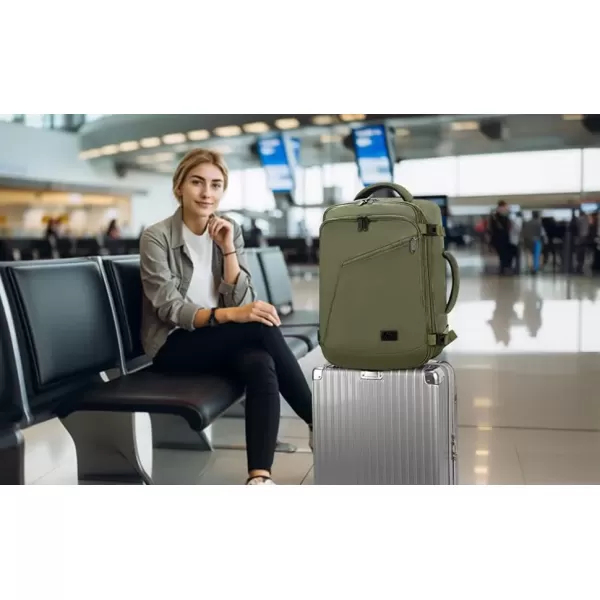 imageMATEIN Carry on Backpack for Women 40L Heavy Duty Travel Backpack Airplane Approved Expandable Simple Fashion Backpack Frequent Traveler Gifts Light PurpleOlive Green