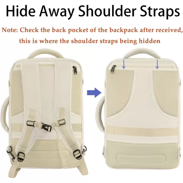 imageMATEIN Carry on Backpack for Women 40L Heavy Duty Travel Backpack Airplane Approved Expandable Simple Fashion Backpack Frequent Traveler Gifts Light PurpleLight Beige