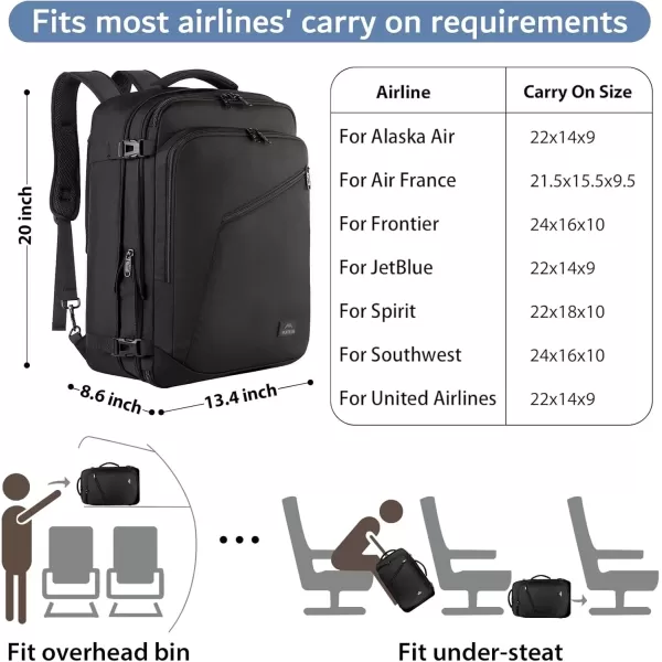 imageMATEIN Carry on Backpack for Women 40L Heavy Duty Travel Backpack Airplane Approved Expandable Simple Fashion Backpack Frequent Traveler Gifts Light PurpleBlack