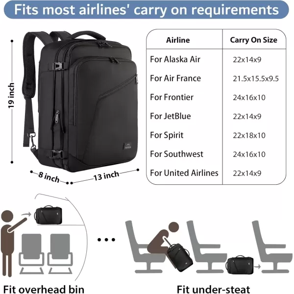 imageMATEIN Carry on Backpack for Women 40L Heavy Duty Travel Backpack Airplane Approved Expandable Simple Fashion Backpack Frequent Traveler Gifts Light PurpleBlack