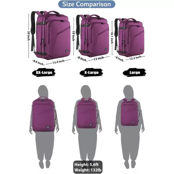 imageMATEIN Carry on Backpack for Women 40L Heavy Duty Travel Backpack Airplane Approved Expandable Simple Fashion Backpack Frequent Traveler Gifts Light PurplePurple