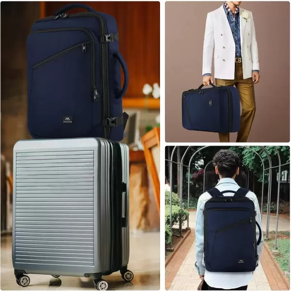imageMATEIN Carry on Backpack for Women 40L Heavy Duty Travel Backpack Airplane Approved Expandable Simple Fashion Backpack Frequent Traveler Gifts Light PurpleBlue