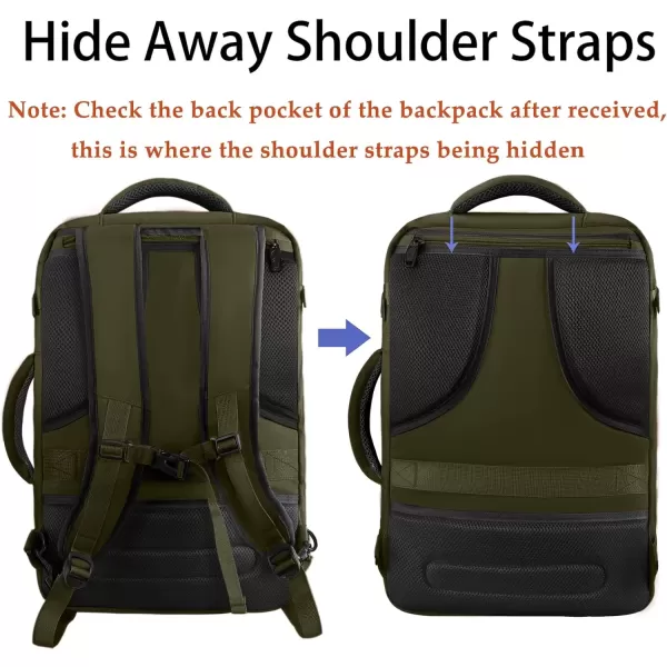 imageMATEIN Carry on Backpack for Women 40L Heavy Duty Travel Backpack Airplane Approved Expandable Simple Fashion Backpack Frequent Traveler Gifts Light PurpleOlive Green