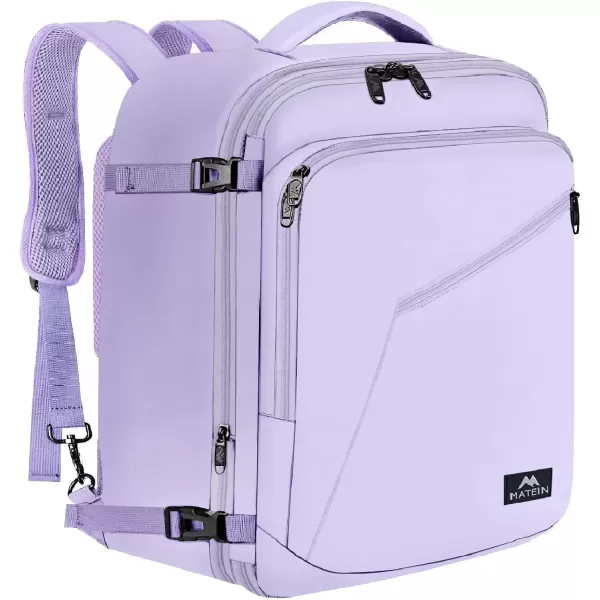 imageMATEIN Carry on Backpack for Women 40L Heavy Duty Travel Backpack Airplane Approved Expandable Simple Fashion Backpack Frequent Traveler Gifts Light PurpleLight Purple