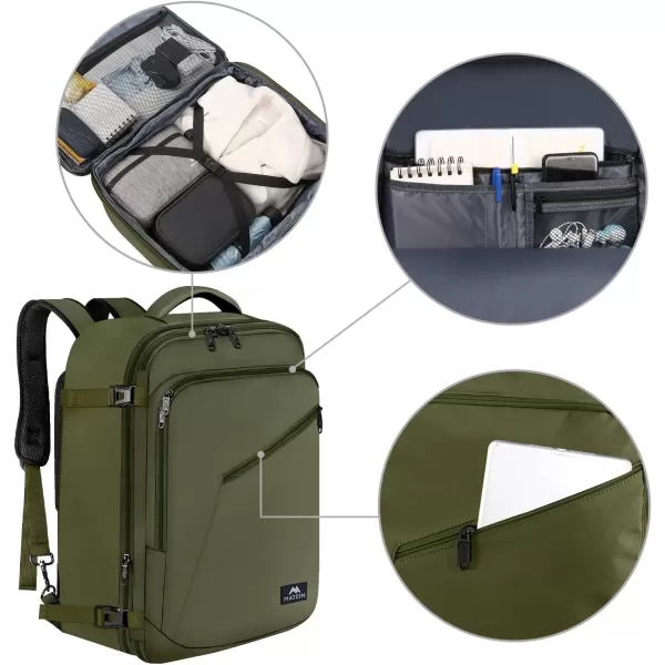 imageMATEIN Carry on Backpack for Women 40L Heavy Duty Travel Backpack Airplane Approved Expandable Simple Fashion Backpack Frequent Traveler Gifts Light PurpleOlive Green