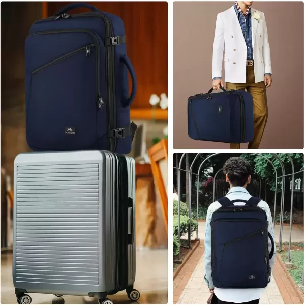 imageMATEIN Carry on Backpack for Women 40L Heavy Duty Travel Backpack Airplane Approved Expandable Simple Fashion Backpack Frequent Traveler Gifts Light PurpleBlue
