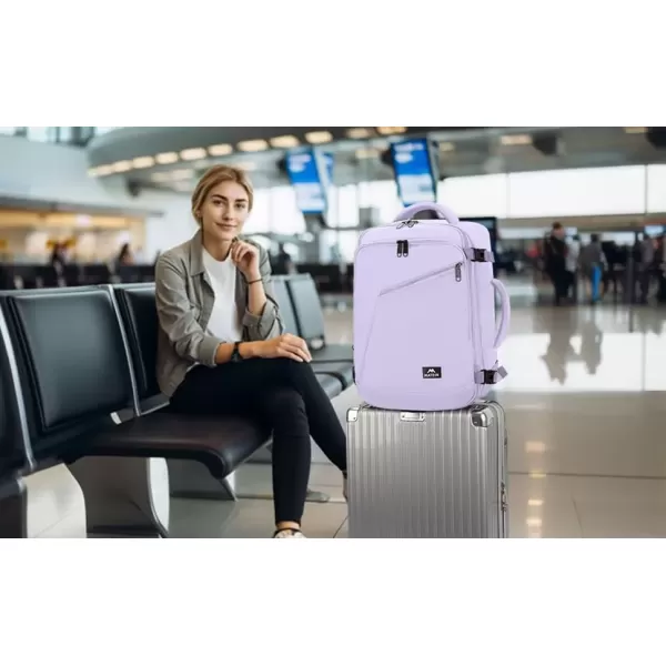 imageMATEIN Carry on Backpack for Women 40L Heavy Duty Travel Backpack Airplane Approved Expandable Simple Fashion Backpack Frequent Traveler Gifts Light PurpleLight Purple