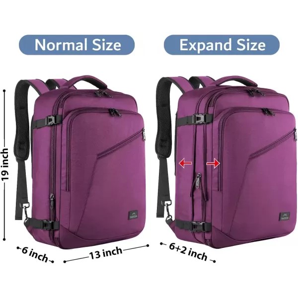 imageMATEIN Carry on Backpack for Women 40L Heavy Duty Travel Backpack Airplane Approved Expandable Simple Fashion Backpack Frequent Traveler Gifts Light PurplePurple