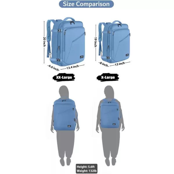 imageMATEIN Carry on Backpack for Women 40L Heavy Duty Travel Backpack Airplane Approved Expandable Simple Fashion Backpack Frequent Traveler Gifts Light PurpleLight Blue