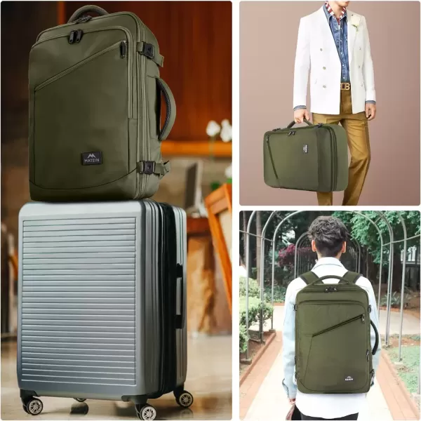 imageMATEIN Carry on Backpack for Women 40L Heavy Duty Travel Backpack Airplane Approved Expandable Simple Fashion Backpack Frequent Traveler Gifts Light PurpleOlive Green