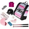 imageMATEIN Softball Bag Lightweight Baseball Backpack with Shoe Compartment Baseball Bag with Fence Hook for TBall Bat ampamp Equipment Softball Gifts Catchers Backpack for Women Fit Batting Glove HelmetPink