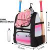 imageMATEIN Softball Bag Lightweight Baseball Backpack with Shoe Compartment Baseball Bag with Fence Hook for TBall Bat ampamp Equipment Softball Gifts Catchers Backpack for Women Fit Batting Glove HelmetPink  Large