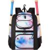 imageMATEIN Softball Bag Lightweight Baseball Backpack with Shoe Compartment Baseball Bag with Fence Hook for TBall Bat ampamp Equipment Softball Gifts Catchers Backpack for Women Fit Batting Glove HelmetTiedye