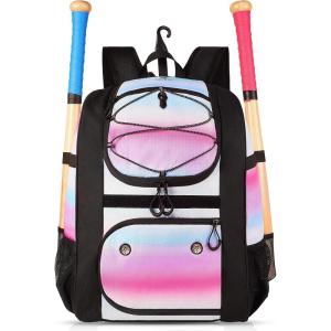imageMATEIN Softball Bag Lightweight Baseball Backpack with Shoe Compartment Baseball Bag with Fence Hook for TBall Bat ampamp Equipment Softball Gifts Catchers Backpack for Women Fit Batting Glove HelmetPink