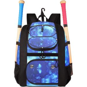 imageMATEIN Softball Bag Lightweight Baseball Backpack with Shoe Compartment Baseball Bag with Fence Hook for TBall Bat ampamp Equipment Softball Gifts Catchers Backpack for Women Fit Batting Glove HelmetGalaxy Blue