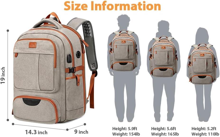 imageMATEIN Canvas Backpack for Men with Shoe Compartment Large TSA Friendly Travel Backpack for 173 inch Laptop Vintage Computer Daypack with USB Port AntiTheft RFID Pocket Waterproof Wet Bag