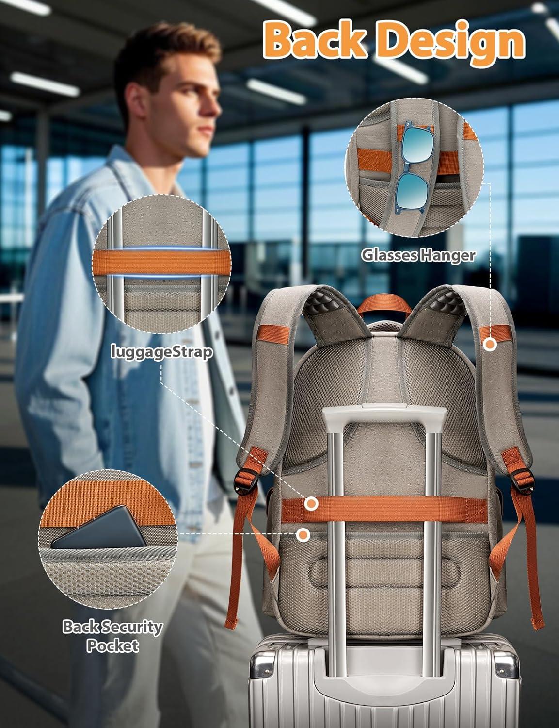 imageMATEIN Canvas Backpack for Men with Shoe Compartment Large TSA Friendly Travel Backpack for 173 inch Laptop Vintage Computer Daypack with USB Port AntiTheft RFID Pocket Waterproof Wet Bag