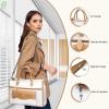 imageMATEIN 14 Inch Laptop Bag Sustainable Womens Work Tote Bag Compatible with Macbook with Makeup Organizer Compartment Antitheft Computer Briefcase with RFID for Teacher Office Commute Beige