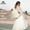 imageMATEIN Mini Backpack Purse for Women Fashion Small Purse Backpack with USB Charging Port Waterproof Casual Daily Cute Shoulder Bag Ladies Handbags for Travel Work College 2pcs Sets BlackBeigeBeige
