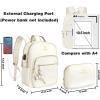 imageMATEIN Mini Backpack Purse for Women Fashion Small Purse Backpack with USB Charging Port Waterproof Casual Daily Cute Shoulder Bag Ladies Handbags for Travel Work College 2pcs Sets BlackBeigeBeige
