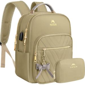 imageMATEIN Mini Backpack Purse for Women Fashion Small Purse Backpack with USB Charging Port Waterproof Casual Daily Cute Shoulder Bag Ladies Handbags for Travel Work College 2pcs Sets BlackBeigeChampagne