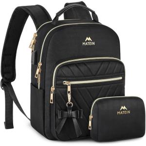 imageMATEIN Mini Backpack Purse for Women Fashion Small Purse Backpack with USB Charging Port Waterproof Casual Daily Cute Shoulder Bag Ladies Handbags for Travel Work College 2pcs Sets BlackBeigeBlack