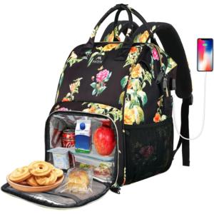 imageMATEIN Lunch Backpack for Men Women 17 Inch Large Insulated Cooler Backpack with USB Charging Port Water Resistant Lunch Box Backpack Travel Laptop Backpack for Men Work Picnic College Nurse BlackMulticolor