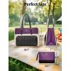 imageMATEIN Lunch Tote Bag for Women 156 Inch PU Leather Laptop Briefcase with Insulated Lunch Compartment Large Capacity Professional Computer Work Handbag with Purse for Office Nurse Teacher 2 SetsPurple