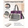 imageMATEIN Lunch Tote Bag for Women 156 Inch PU Leather Laptop Briefcase with Insulated Lunch Compartment Large Capacity Professional Computer Work Handbag with Purse for Office Nurse Teacher 2 SetsPurple