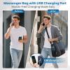 imageMATEIN Messenger Bag for School with USB Charging Port Large Crossbody Satchel 156 inch Student College Laptop Bags with Shoulder Strap Water Resistant Work Computer Briefcase for Office CommutingBlackblue