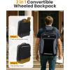 imageMATEIN Rolling Backpack with Wheels Flight Approved Anti Theft Rolling Bookbag Fits 17quot Laptop Roller Carry On Luggage Wheeled College School Suitcase Travel Bag with USB Port for Men Women Black