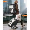 imageMATEIN Rolling Luggage for Women with Large Wheels Anti Theft Fashion Wheeled Travel Backpack Fits 17quot Laptop Roller Suitcase Backpack with Shoulder Strap for Trolley Bag with USB Port Black White