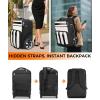 imageMATEIN Rolling Luggage for Women with Large Wheels Anti Theft Fashion Wheeled Travel Backpack Fits 17quot Laptop Roller Suitcase Backpack with Shoulder Strap for Trolley Bag with USB Port Black White