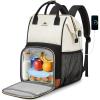 imageMATEIN Insulated Lunch Backpack for Women 156 Inch Work Laptop Backpack with USB Charging Port WaterResistant College Computer Backpacks Meal Prep Lunch Bag Gifts for Nurse Teacher Office Picnic