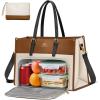 imageMATEIN Lunch Tote Bag for Women 156 Inch PU Leather Laptop Briefcase with Insulated Lunch Compartment Large Capacity Professional Computer Work Handbag with Purse for Office Nurse Teacher 2 SetsBrown
