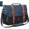 imageMATEIN Messenger Bag for School with USB Charging Port Large Crossbody Satchel 156 inch Student College Laptop Bags with Shoulder Strap Water Resistant Work Computer Briefcase for Office CommutingBlackblue