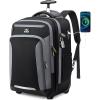 imageMATEIN Rolling Backpack with Wheels Flight Approved Anti Theft Rolling Bookbag Fits 17quot Laptop Roller Carry On Luggage Wheeled College School Suitcase Travel Bag with USB Port for Men Women Black