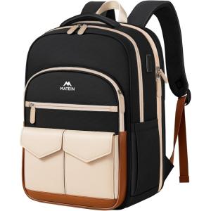 imageMATEIN Cute Backpacks for Teen Girls with File Folder Water Resistant School Backpack with Charger Lightweight College Bookbag for Women Fits 156quot Laptop Stylish TSA Friendly Work Bag for Teacher