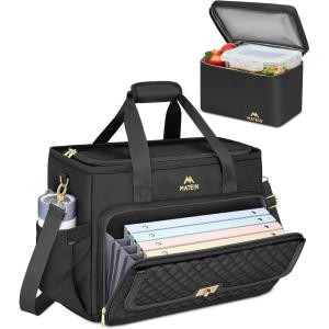 imageMATEIN Teacher Bag with Lunch Box Large Teacher Tote Bag for Women Work with Accordion File Organizer ampamp Insulated Pocket 173 inch Laptop Tote Computer Briefcase for Office College Nursing BlackDark Black