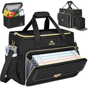 imageMATEIN Teacher Bag with Lunch Box Large Teacher Tote Bag for Women Work with Accordion File Organizer ampamp Insulated Pocket 173 inch Laptop Tote Computer Briefcase for Office College Nursing BlackBlack