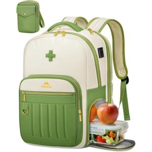 imageMATEIN Nurse Backpack for Women Nursing School Backpack with Lunch Compartment ampamp Removable Medical Essential Pouch Home Health Clinical Bag with USB Charging Port for Work Nurses College Students