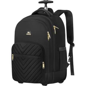 imageMATEIN Rolling Backpack for Women 17 inch Water Resistant Wheeled Laptop Backpack Large Carry On Luggage Travel Backpack with Wheels Trolley Suitcase Business Overnight Roller Bag for Adults BlackBlack