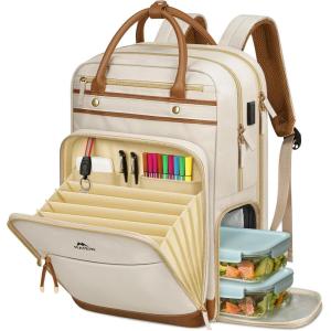 imageMATEIN Teacher Backpack with Lunch Compartment 156 Inch Laptop Backpack with USB Charging Port ampamp Organizer Pocket College Computer Work Backpacks Meal Prep Bag Gifts for Women Nurse Commute Office