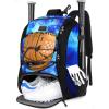 imageMATEIN Baseball Backpack Softball Bat Bag with Shoes Compartment for Youth Boys and Adult Lightweight Baseball Bag with Fence Hook Hold TBall Bat Batting Mitten Helmet Caps Teeball GearGalaxy Blue