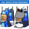 imageMATEIN Baseball Backpack Softball Bat Bag with Shoes Compartment for Youth Boys and Adult Lightweight Baseball Bag with Fence Hook Hold TBall Bat Batting Mitten Helmet Caps Teeball GearGalaxy Blue