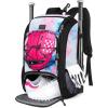 imageMATEIN Baseball Backpack Softball Bat Bag with Shoes Compartment for Youth Boys and Adult Lightweight Baseball Bag with Fence Hook Hold TBall Bat Batting Mitten Helmet Caps Teeball GearMulticolor