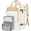 imageMATEIN Carry on Backpack for Women 52L TSA Travel Laptop Backpack with USB Charging Port ampamp Shoes Compartment 17 Inch Extra Large Expandable Flight Approved Computer Bag with 2 Packing Cubes BeigeBeige