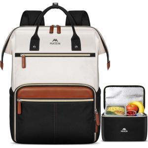 imageMATEIN Laptop Backpack with Lunch Box 156 Inch Lunch Backpack for Women College Computer Back Pack Work Backpacks with Insulated Lunchbox Meal Prep Bag for Teacher Nurse Commute Office 2Pcs Set